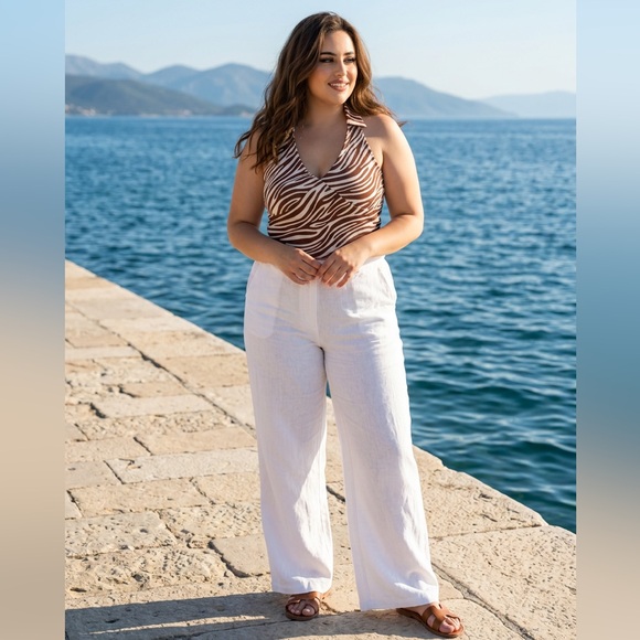 River Island Tops - River Island Safari Zebra Print cropped halter top